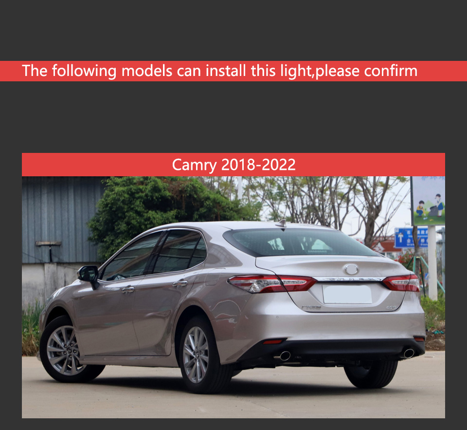 مصباح الذيل ل Toyota Camry LED Signal Signal Leillight 2018-2021 إكسسوارات تشغيل مصباح الفرامل الخلفي