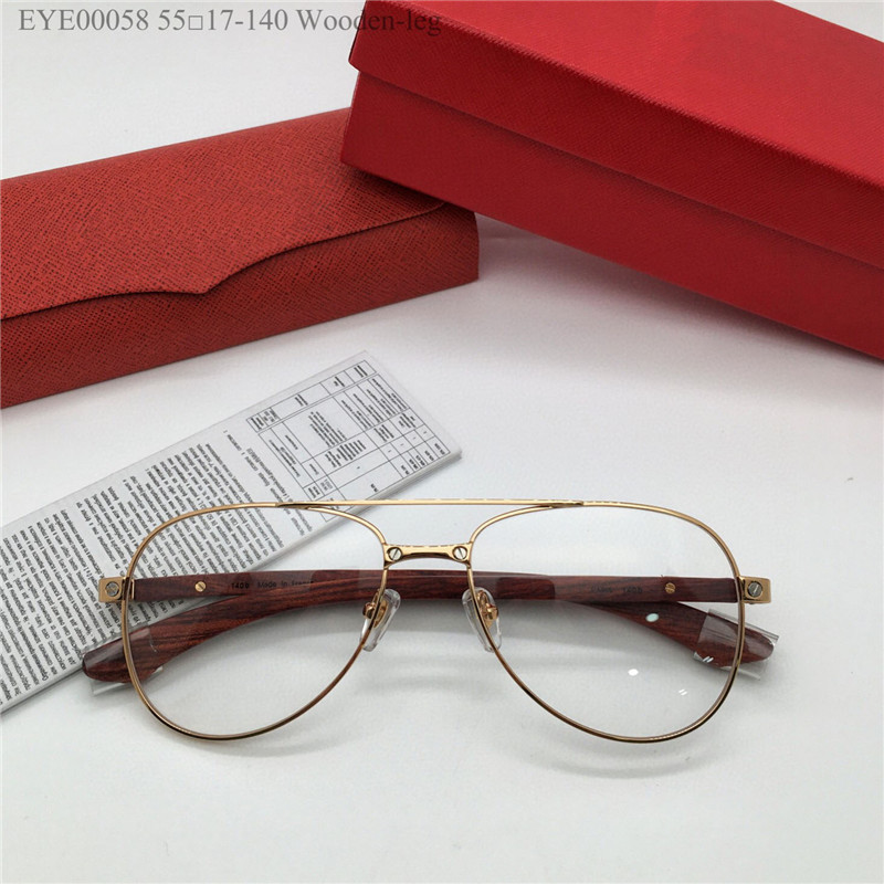 Ny modedesign Pilotform Optiska glasögon 00058 Metallramstramtemplar Män och kvinnor Enkelt och populärt stil Lätt och lätt att bära glasögon