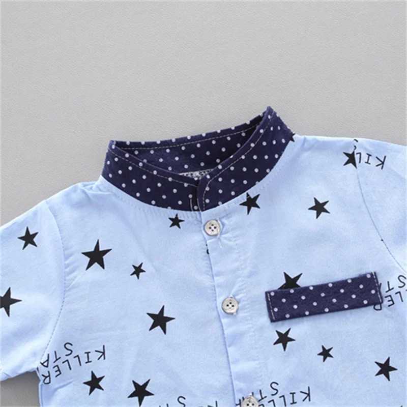 Zestawy odzieży Zestaw dziecka letnia moda na pięciopunktowym wzorze gwiazdy stojącej szyi z krótkim rękawem Zestaw