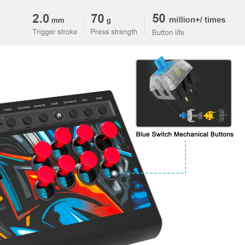 Joysticks PXN X8 Teclado com fio Arcade Fight Stick para PC/Android TV/PS3/PS4/Nintendo Switch/Xbox One/Series X/S Joystick Game Controller