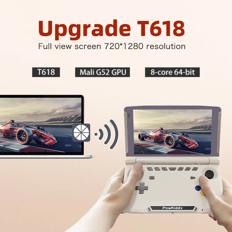 اللاعبون Powkiddy X18S جديد Android 11 5.5 بوصة لمسة IPS شاشة Flip Handheld Game Console T618 Chip Mobile Game Players RAM 4GB ROM 64GB