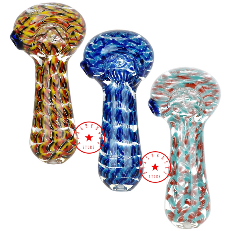 Latest Colorful Cool Twist Rope Design Pyrex Thick Glass Smoking Tube Handpipe Portable Handmade Dry Herb Tobacco Oil Rigs Filter Bong Hand Spoon Pipes DHL