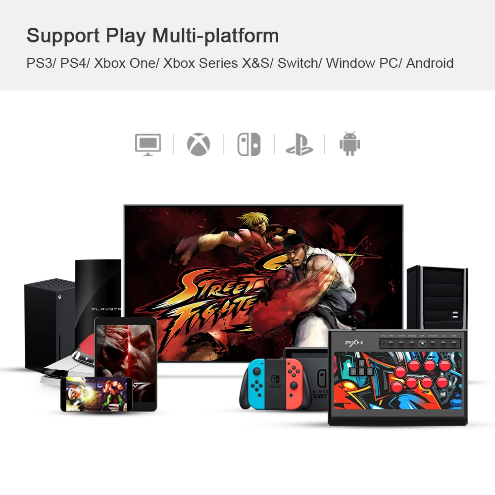 Joysticks PXN X8 Teclado com fio Arcade Fight Stick para PC/Android TV/PS3/PS4/Nintendo Switch/Xbox One/Series X/S Joystick Game Controller