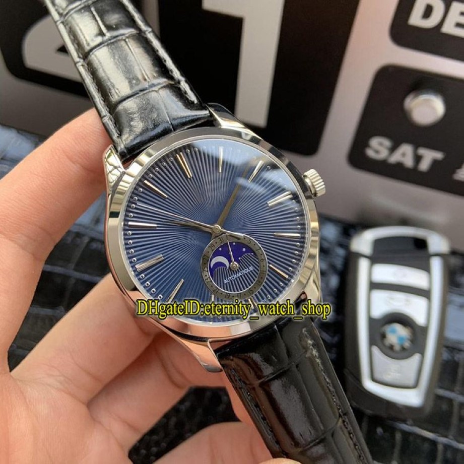 الإصدار Ultra-Thin Moon Phase Master Master Series Q13635E1 DIAL Blue 2824-2 Automatic Mens Watch Steel Case Leather Luxury W2721