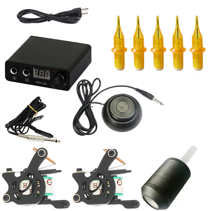 Connectors Lich Tattoo Kits Hine Power Supply Cartridge Tattoo Needle Nozzle Foot Pedal Aluminum Alloy Grip