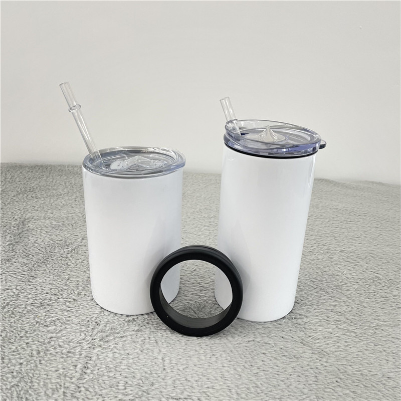 Bicchiere da viaggio acqua Cola Beverage Bicchiere da bere con doppia funzione a due scopi, sublimazione in bianco, bianco da 12 once, bicchiere dritto combinato, venduto in custodia