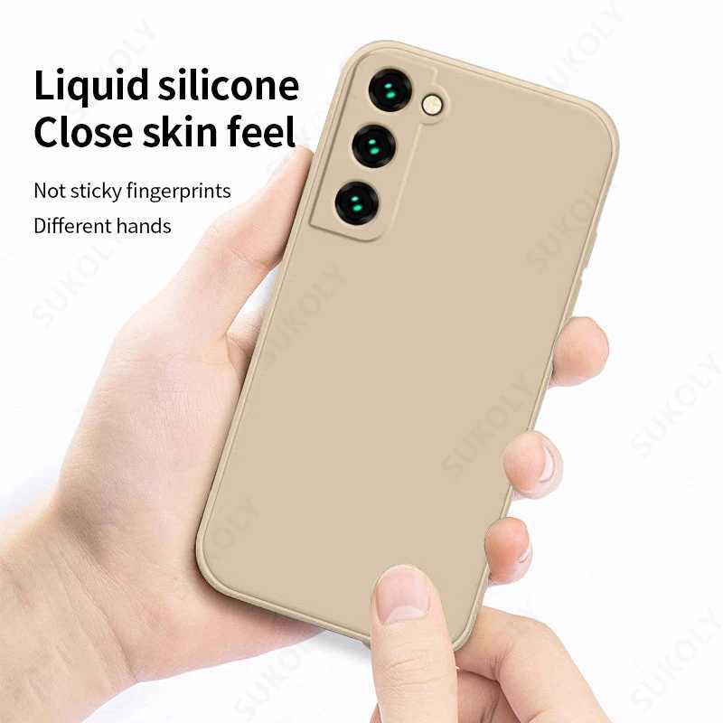 Cell Phone Case Fall för Samsung Galaxy S24 S23 S22 Ultra S21 Fe S21 Plus A52 A53 A52S A54 Socktropert Square Liquid Silicone Phone Cover Coque YQ240221