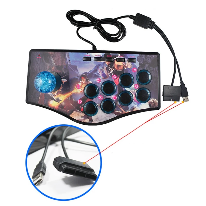 Gamepads Retro Arcade Game Rocker Controller USB Joystick för PS2/PS3/PC/Android Smart TV Buildin Vibrator Eight Direction Joystick No.AA