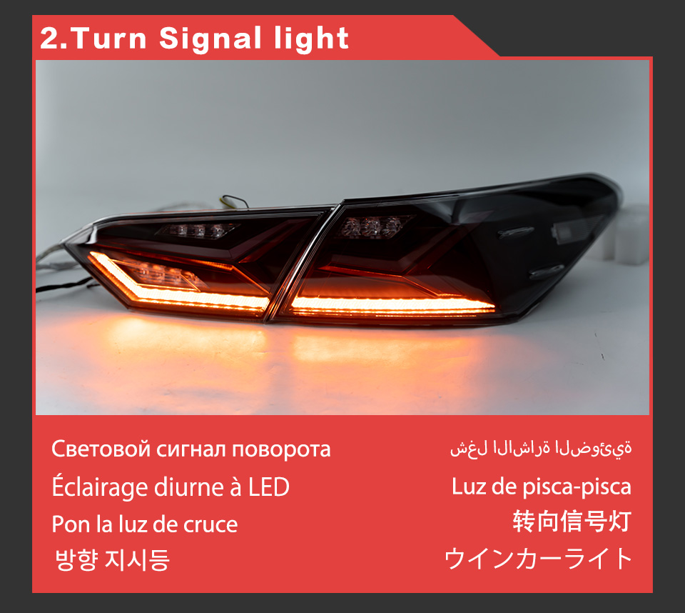 Toyota Camry LED 회전 신호 Taillight 2018-2021 후방 달리기 브레이크 라이트 자동차 액세서리를위한 테일 램프