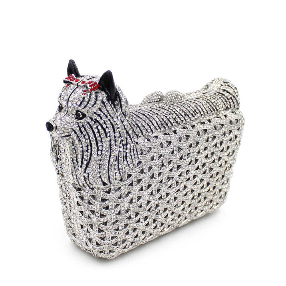 BL041 Puppy Water Diamond Bag met holle metalen kristallen dinerzak Handgemaakte ingelegde diamanten tas buiten handtas voor dames 240221