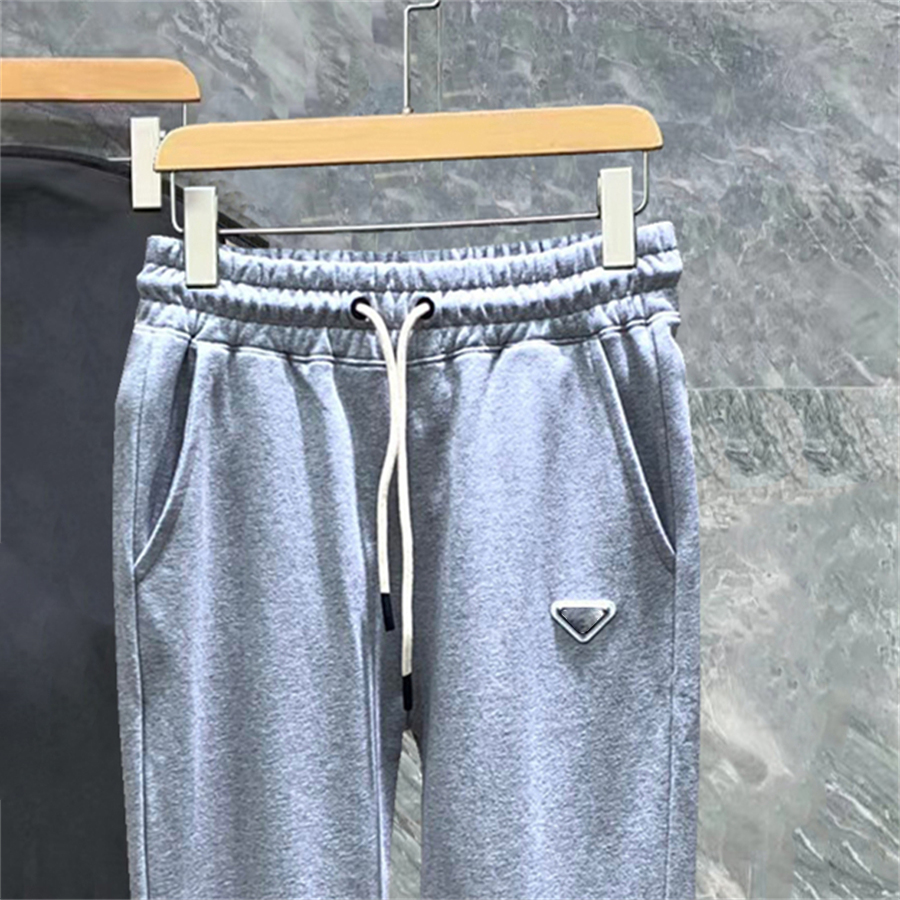 Men's cargo pants fashion sweatpants trendy brand spring casual minimalist triangular metal pants drawstring pocket size S-XL