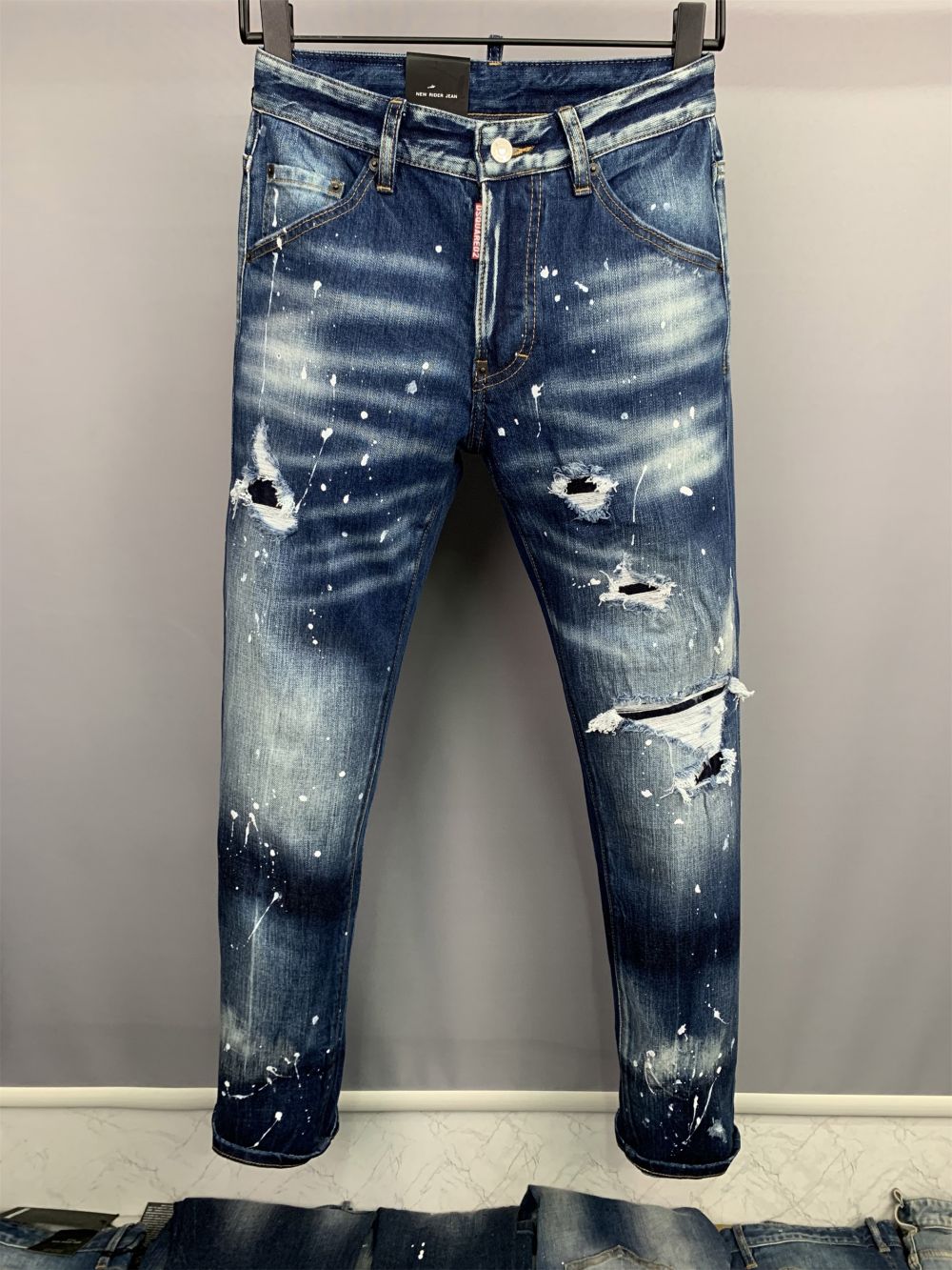 jeans Dsquared para hombre DSQ2 negro Hip Hop Rock Moto COOLGUY JEANS Diseño Ripped Distressed Denim Biker DSQ para hombres 881 diseñador d2 pantalones bordados top jeans de lujo