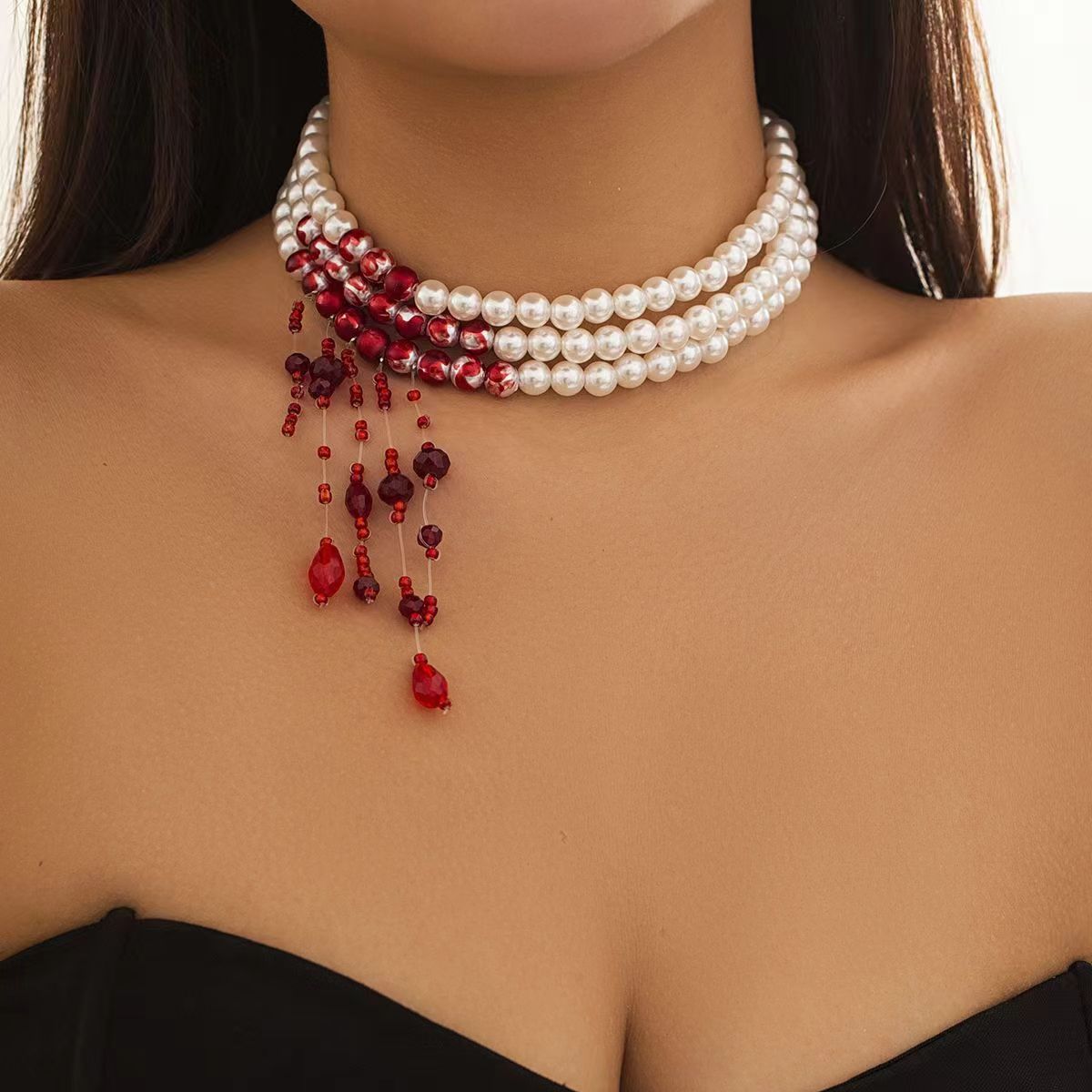 Collier en cristal à pampilles de perles de créateur pour femmes d'Europe et d'Amérique, voyage de célébrité sur Internet tendance et personnalisé, vacances, accessoires photo