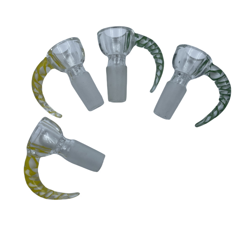 2024 Ciotola di vetro con stelo in corno di bue Narghilè colorato 14mm 18mm Bong maschile Ciotole tabacco Bruciatore a olio secco Bong d'acqua