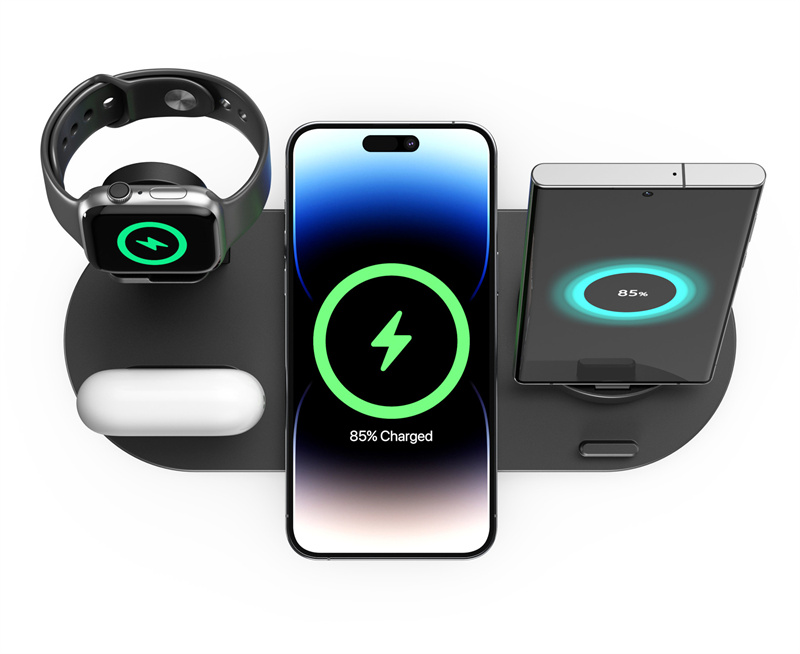 Беспроводное зарядное устройство 15 Вт для iphone samsung 3in1, зарядная док-станция типа C Micro USB, Apple Watch, Airpods, держатель для наушников