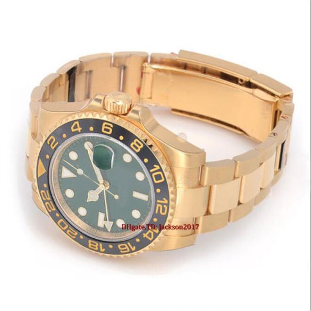 Presente de Natal Caixa Original Certificado Mens Relógios 116718 Amarelo Ouro Cerâmica Moldura Verde Dial 40mm Watch269n