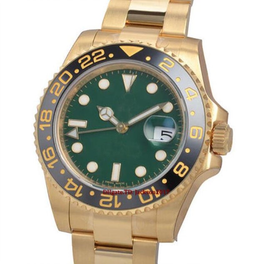 Presente de Natal Caixa Original Certificado Mens Relógios 116718 Amarelo Ouro Cerâmica Moldura Verde Dial 40mm Watch269n