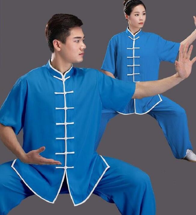 New Chinese Traditional Men Women Short Sleeve Kung Fu Suit Casual Outdoor Sport Clothing Unisex Tai chi Wushu Uniform Jacket Pants Sets