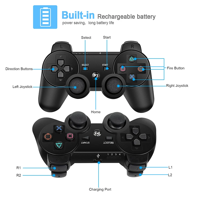 Gamepads manette de jeu sans fil bluetooth wour console playstation 3 et pc joystick pour console switch sony