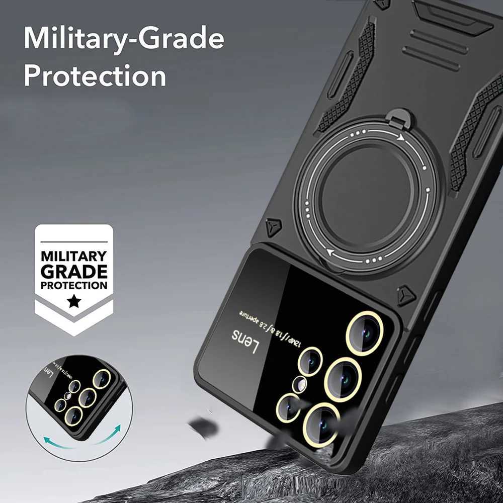 Чехлы для мобильных телефонов KEYSION Противоударный чехол для MagSafe для Samsung S24 Ultra 5G S23 + Кольцо-подставка для камеры Защитный чехол для телефона для Galaxy S22 S21 FE YQ240221