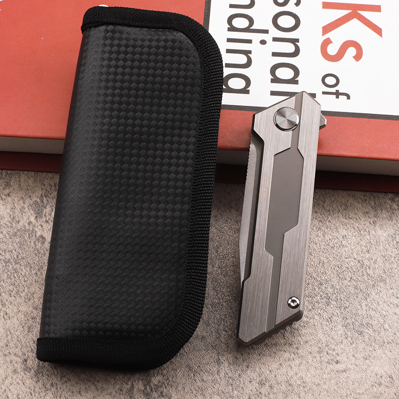 New A2257 High End Flipper Folding Knife 14C28N Stone Wash Tanto Blade CNC TC4 Titanium Alloy Handle Outdoor EDC Pocket Fast Open Folder Knives
