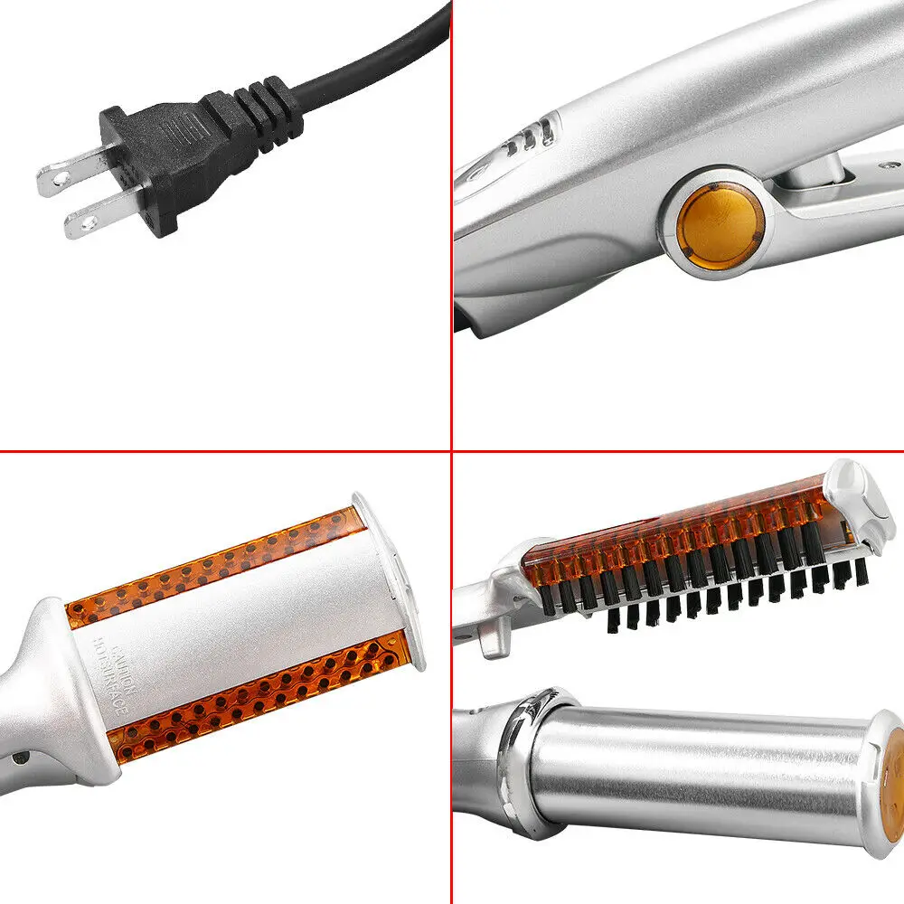 Irons Hair Curler 3 i 1 Roterande borst Hot Air Styler Comb Curling Iron Straightener Curler Styler 3 i 1 Multi Frisörsborste