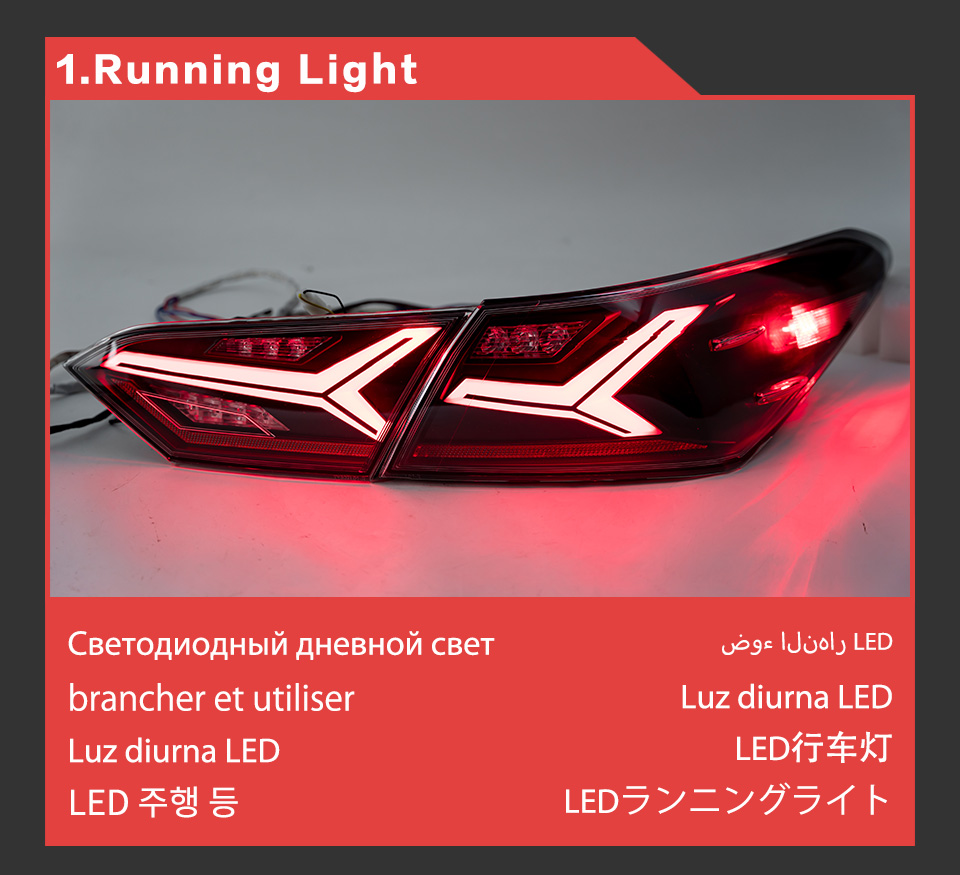 トヨタカムリのテールランプLEDターンシグナルTaillight 2018-2021リアランニングブレーキライトオートモーティブアクセサリー