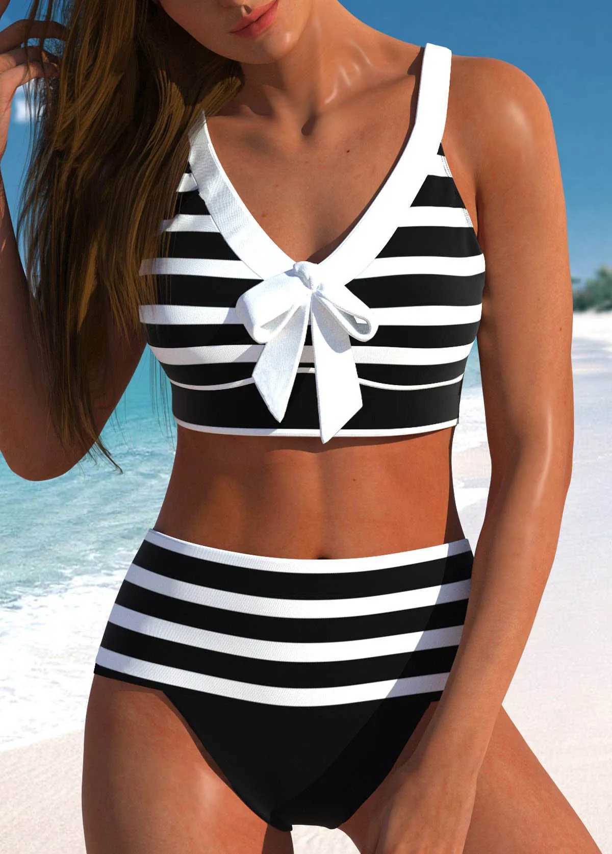 Maillots de bain pour femmes Femmes taille haute Tankini été nouveau design imprimé maillot de bain bikini maillot de bain deux pièces costume de plage XS-8XL J240221