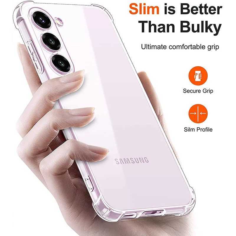 Mobiltelefonfodral S24 S23 Ultra Case Telefonfodral för Samsung S22 S21 FE S20 PLUS Notera 20 Ultra Galaxy A53 A54 A52 A13 Clear Thin Back Cover YQ240221