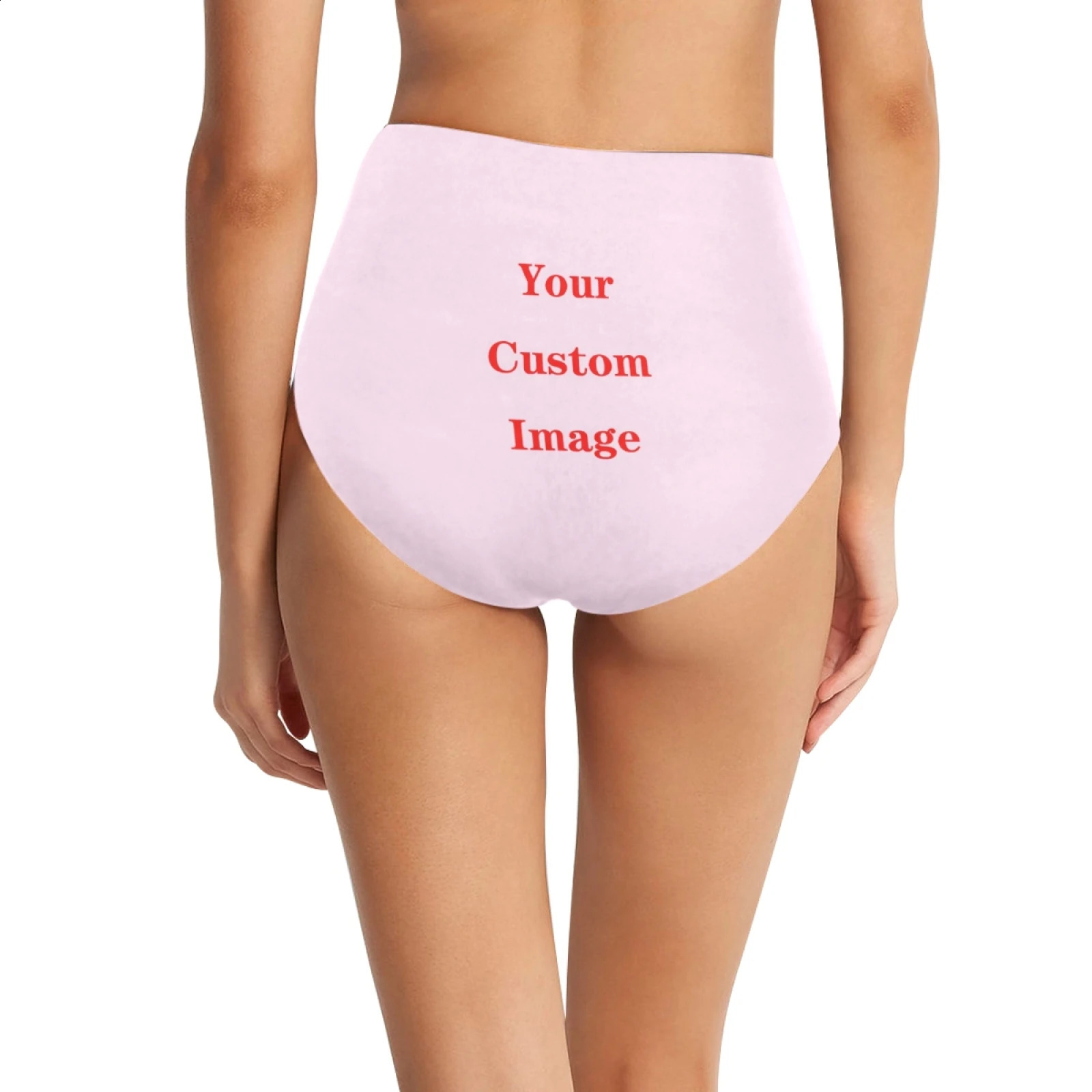 Benutzerdefinierter Muster-Badeanzug Bandeau Sexy Damen-Bikini mit hoher Taille und Bauchkontrolle, zweiteiliger Badeanzug, Bademode, Tankini 240219