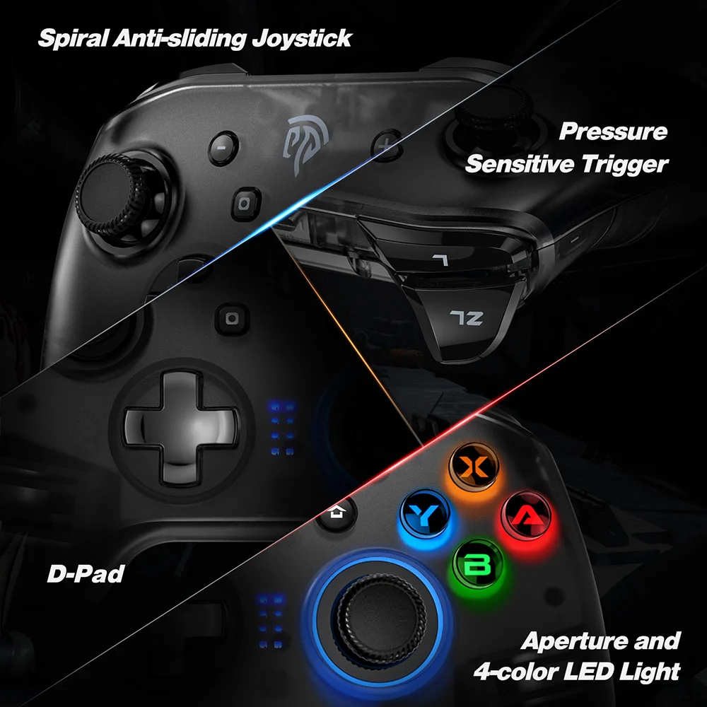 Gamepads EasySMX Bayard 4108 Joystick Bluetooth Gamepad Pro Controller For Nintendo Switch/Switch Lite/PC 6 Axis Gyroscope Motion Control