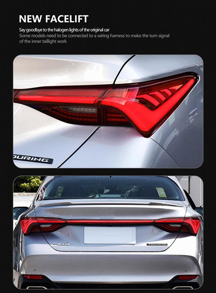 Toyota Avalon Car Taillight 2018-2023의 LED 회전 신호 테일 램프. 후방 브레이크 리버스 라이트 자동차 액세서리