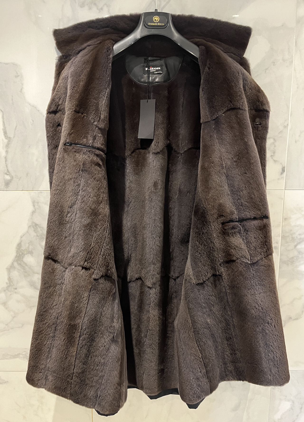 Casacos masculinos de inverno kiton casaco de pele de vison moda casual casaco preto