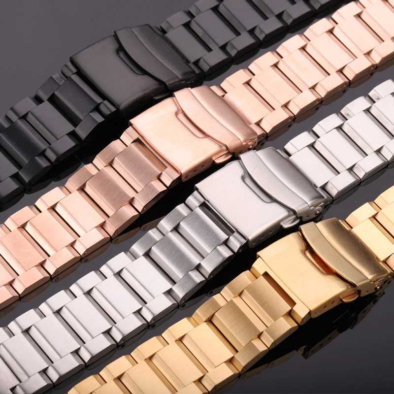 Autres montres Bracelet en acier inoxydable pour femme, bracelet en métal, chaîne, 18mm, 20mm, 22mm, 24mm, accessoire argent rose or noir J240222