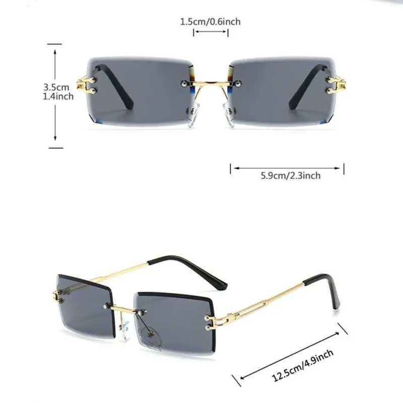 Lunettes de soleil es de nouvelles lunettes de soleil pour femmes lunettes sans cadre unisexe librement associées aux jours d'été glacés UV400L2402