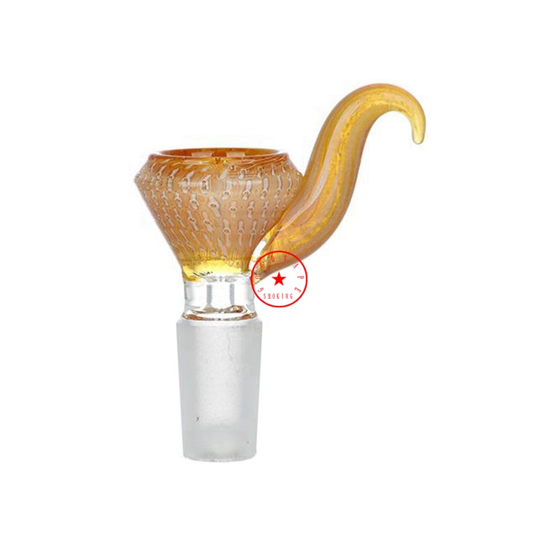 Neueste Bunte Blase Glas Ochsenhorn Griff Stil Rauchen Tragbare Austauschbare 14 MM 18 MM Männliche Gelenkschnittstelle Bong Wasserpfeife Bubbler Handpfeife Kräuter Tabak Schüssel DHL