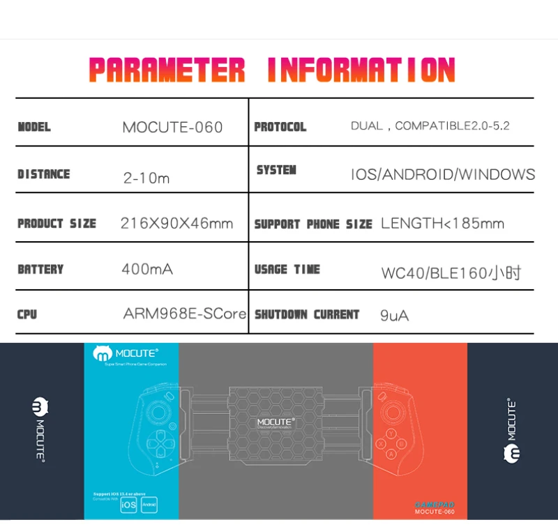 GamePads Mocute 060 GamePad inalámbrico para iOS Android PC Portable Joysticks PUBG Controlador Telescópico Gamepads Controlador de juego 2022