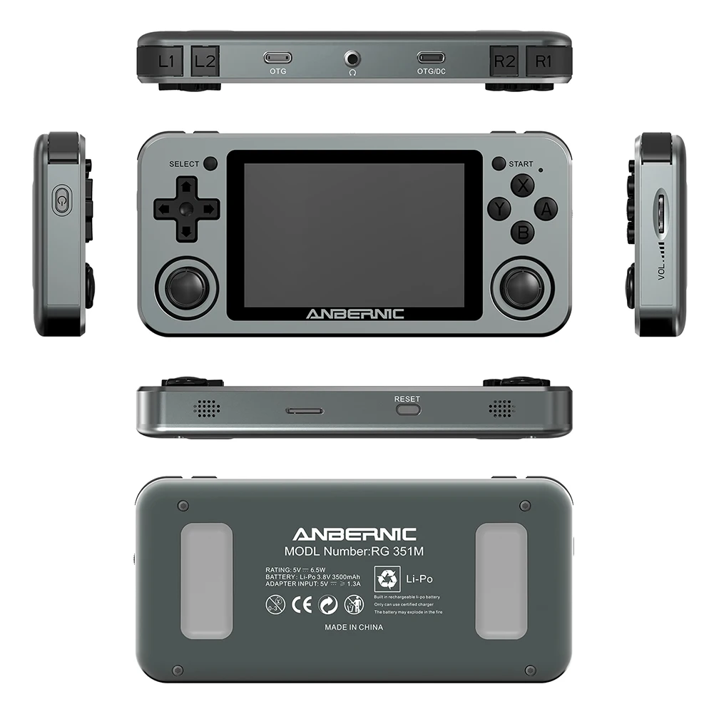 Players ANBERNIC RG351M Retro Handheld Game Players Aluminum Alloy Shell Video Game Console Open Source Linux System Support Wifi