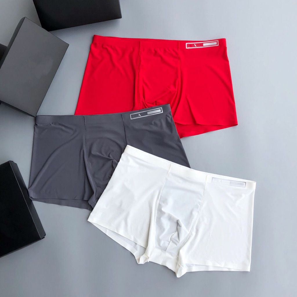 Med låda mäns designer boxer korta underbyxor shorts mens vintage sexig underkläder casual kort bomull sommaris silke sömlösa bekväma underpanties