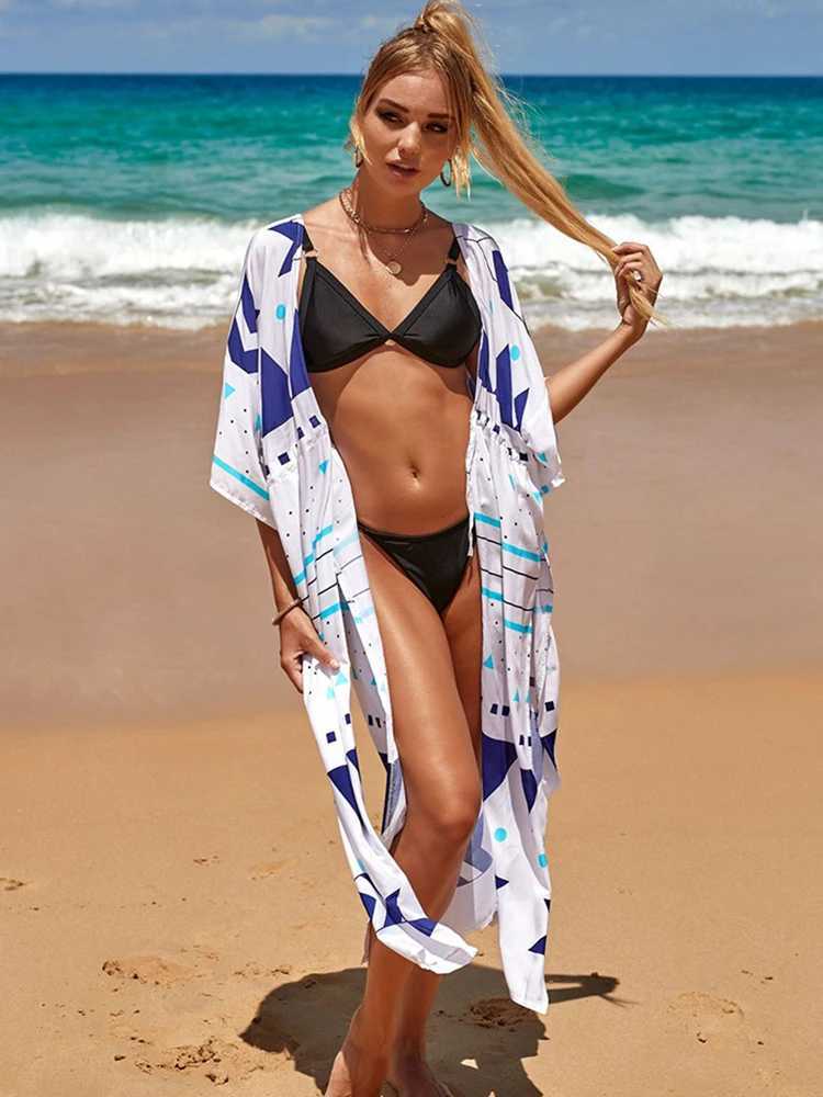 Robes décontractées de base Robe de plage Sarong couverture maillot de bain Bob De Plage paréo plage coin tunique couverture de maillot de bain Saida De Praia Bikini couverture J240222