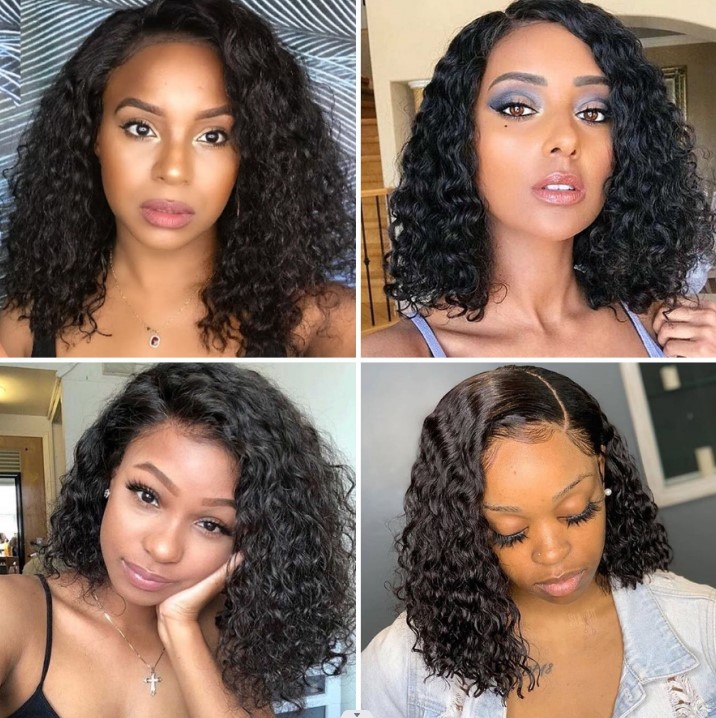 Deep Wave Wig Human Hair Wigs Curly Short Bob Brazilian For Black Women Hd Full Frontal Water Wave Wet And Wavy Lace Front Wig