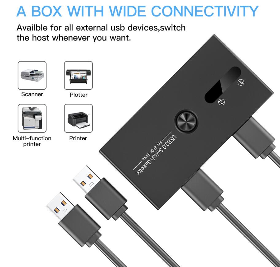 USB-KVM-Switch, USB 3.0-Umschalter, KVM-Switch für Windows 10, PC, Tastatur, Maus, Drucker, die 4 Geräte teilen, USB-Switch