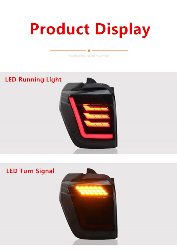 Toyota 4RUNNER CAR TAILLIGHT 2013-2021 리어 브레이크 리버스 라이트 자동차 액세서리의 LED 회전 신호 테일 램프