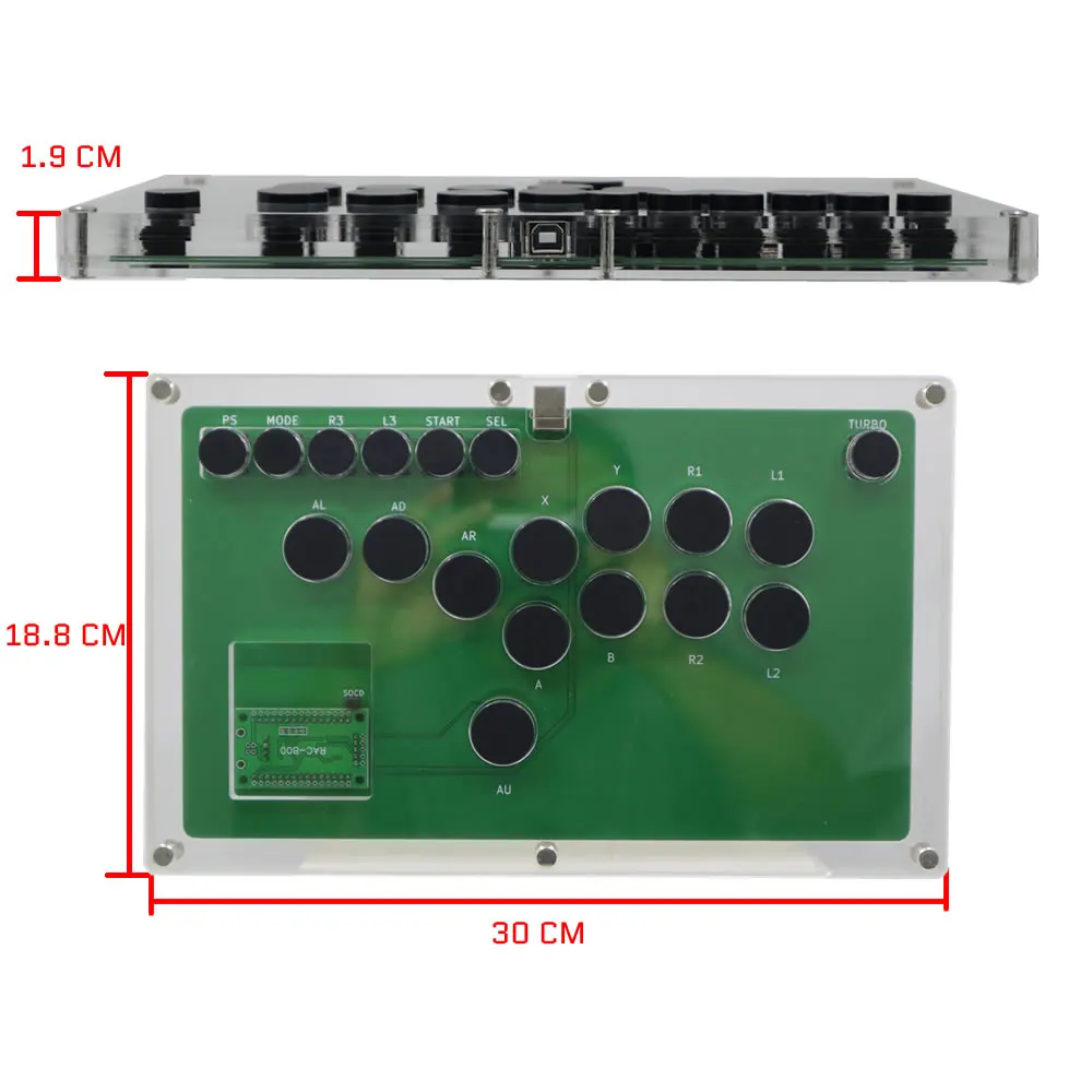 ジョイスティックbdiy ultrathinすべてのボタンヒットボックススタイルアーケードジョイスティックファイトスティックゲームコントローラー用のUSBホットワップチェリーMX