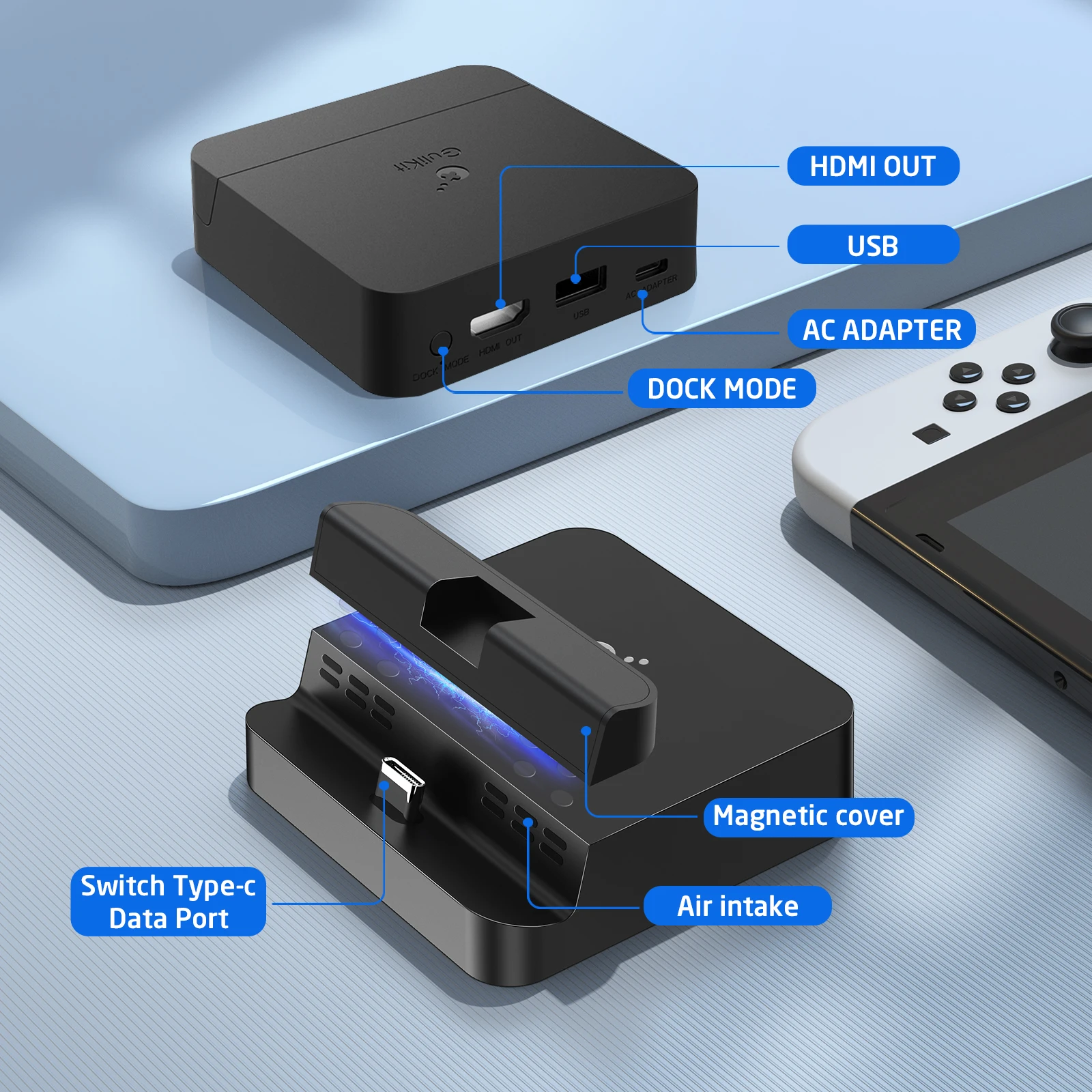 Stands GuliKit Switch TV Dock Station for Nintendo Switch/OLED Charging Stand 4K/1080P HDMI TV Adapter Portable Dock with USB 3.0 Port