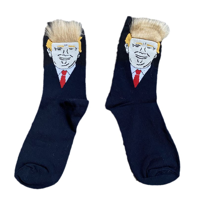 Volwassen sokkenTrump, Trump, persoonlijkheid, blond kapsel, haarsokken, katoenen middenbeen katoenen sokken, parodie