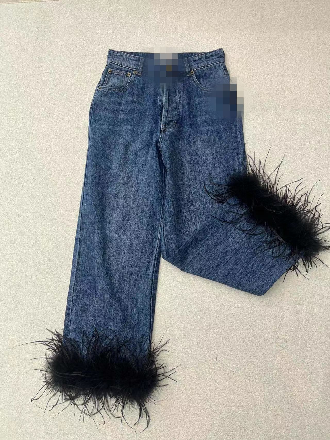 Gratis frakt Blue Tassel Print kvinnors jeans märke samma stil kvinnors jeans Dh36