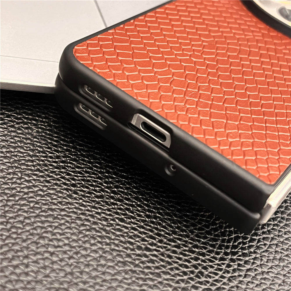 Étui mince en cuir de vachette véritable fait à la main pour OPPO Find N3 Dragon Scale Cover