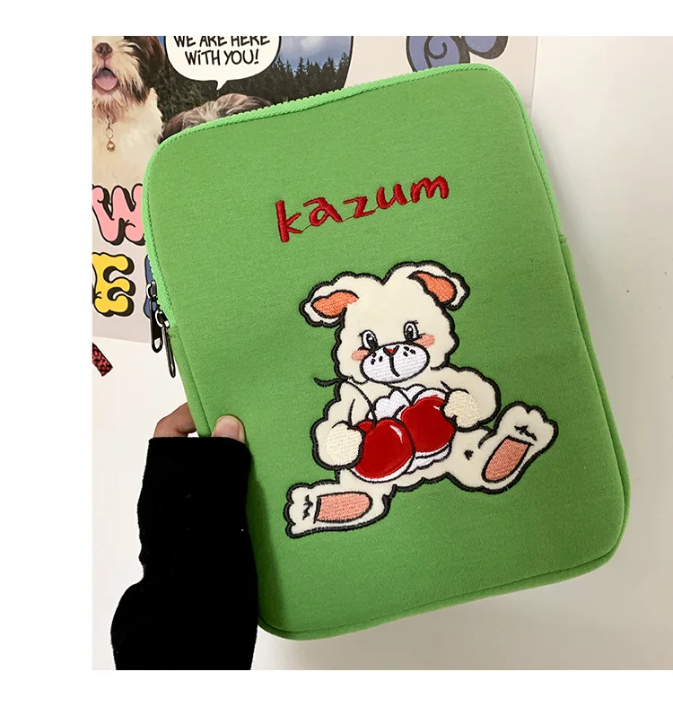 Backpack Korea Cartoon Haftowane króliczki Tablet Torba Okładka na iPad Air 13/14/15 calowe laptopa torba do przechowywania urocze dziewczyny iPad Wewnętrzna torba