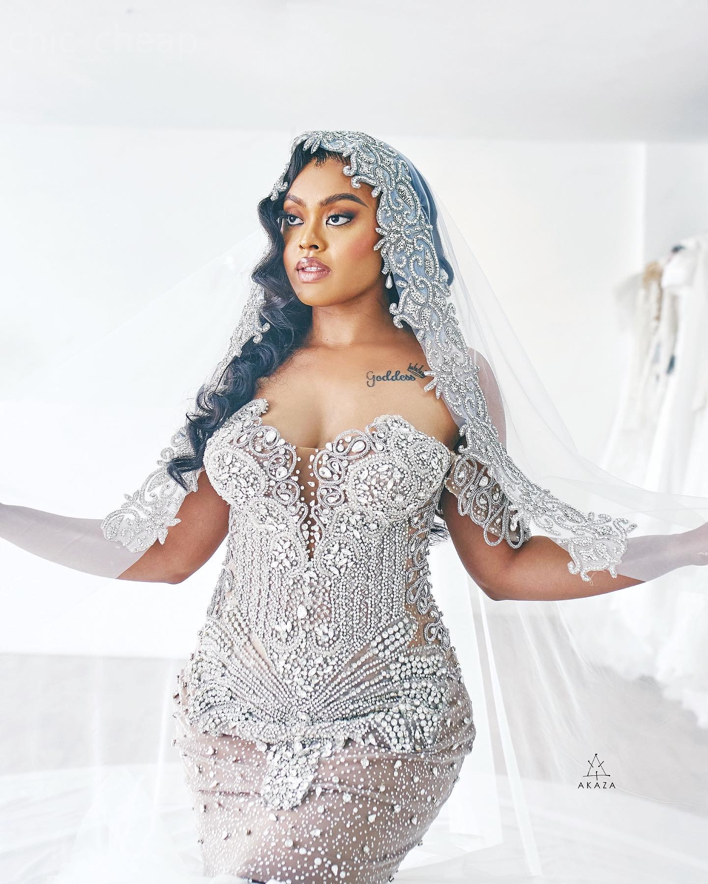 2024 Arabic Aso Ebi Plus Size Luxurious Mermaid Wedding Dress Beaded Crystals Tulle Detachable Train Tiers Bridal Gowns Dresses ZJ022